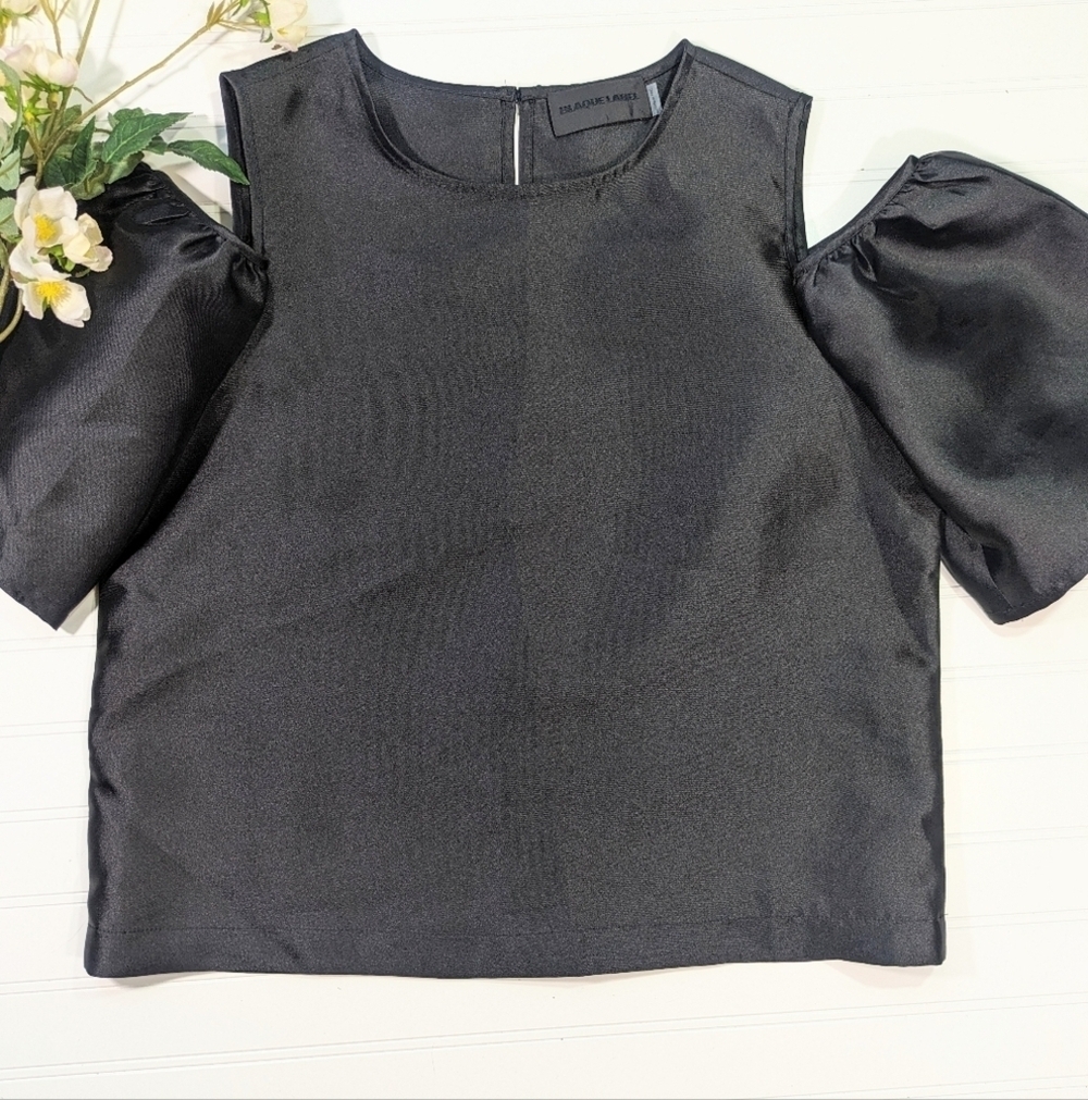 Blaque Label Black Woven Cold Shoulder Boxy Top
